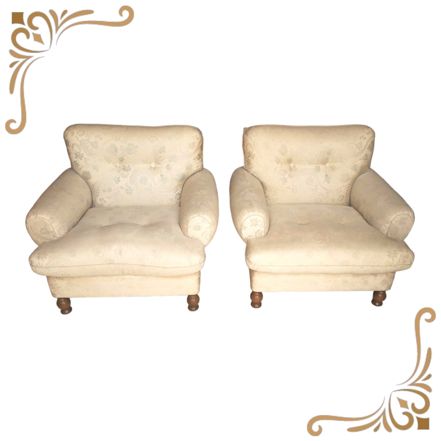 Coppia di poltroncine bianche in stile inglese country