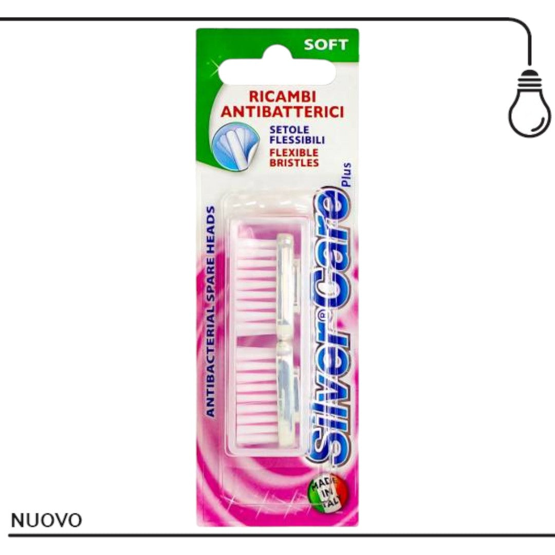 SILVER CARE PLUS RICAMBI SPAZZOLINO ANTIBATTERICO SETOLE FLESSIBILI 2PZ.SOFT