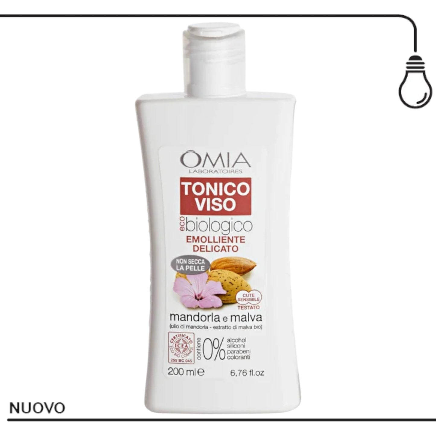 TONICO VISO ECOBIOLOGICO MANDORLA E MALVA OMIA LABORATOIRES 200ML