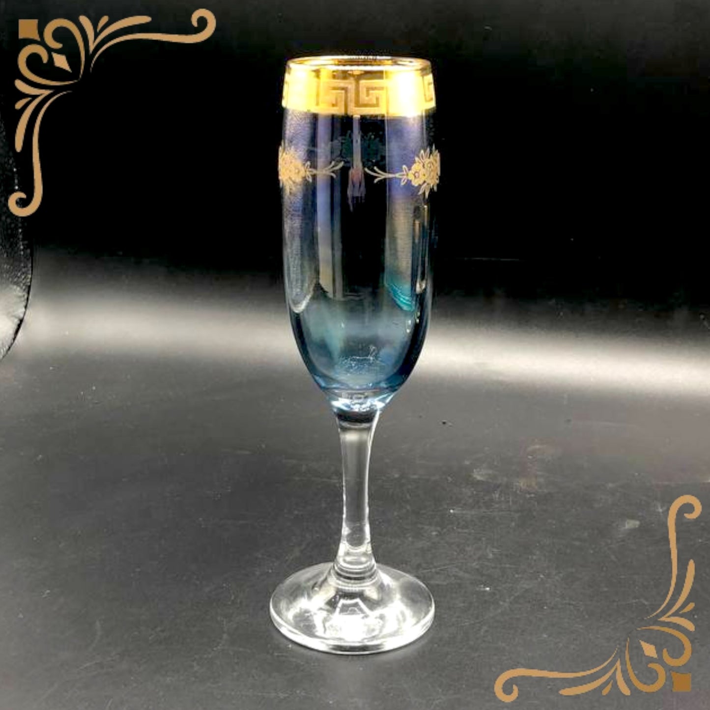 Bicchiere flute blu e oro