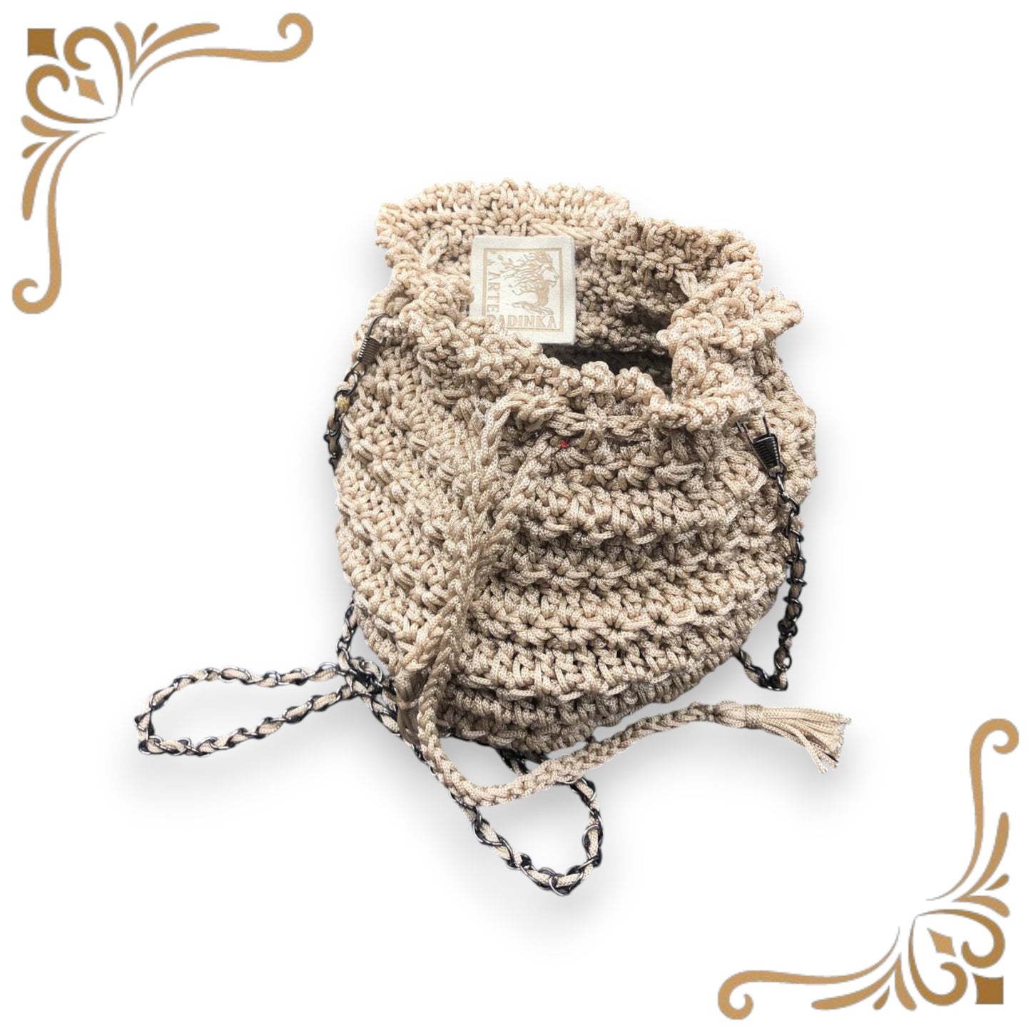 Borsa in cordoncino sintetico beige