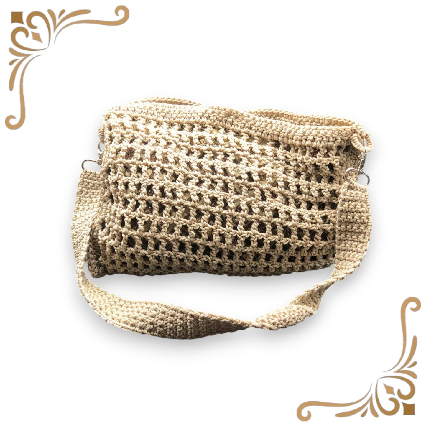 Borsa a tracolla in cordoncino sintetico beige